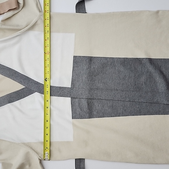 Vila Milano Open Front Belted Long Cardigan  Geometric Beige Grey Size Large - Picture 13 of 14